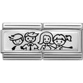 NOM DOUBLE BOY & GIRL WITH FAMILY ENGRAVED