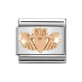 NOM ROSE GOLD CLADDAGH WITH HEART RELIEF SYMBOLS