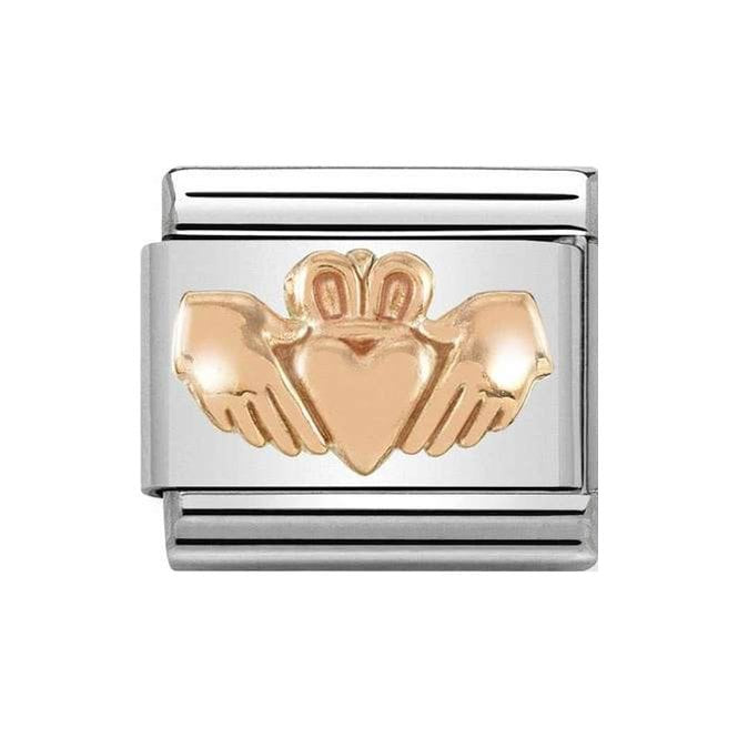 NOM ROSE GOLD CLADDAGH WITH HEART RELIEF SYMBOLS