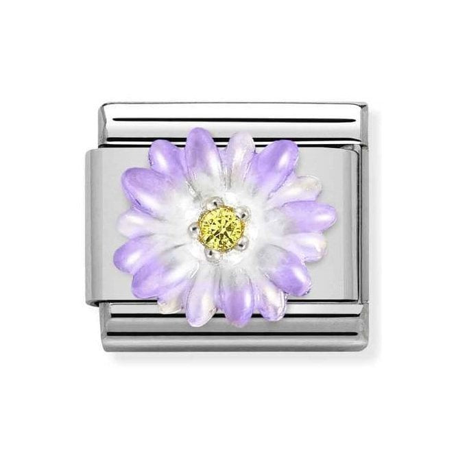 NOM SILV CZ EMAN PURPLE FLOWER - CL SYMBOLS