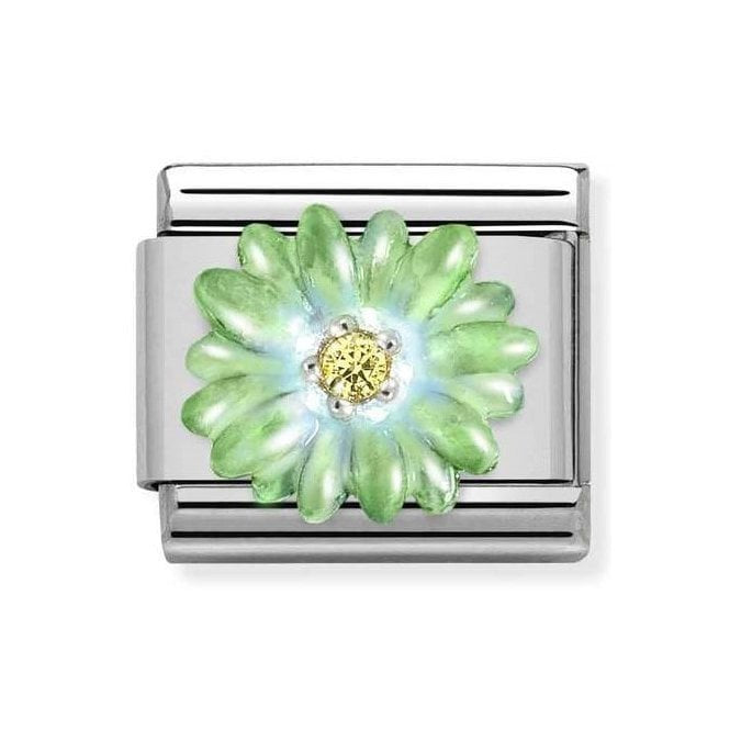 NOM SILV CZ EMAN GREEN/BLUE FLOWER - CL SYMBOLS