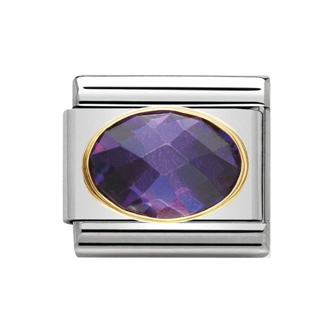 NOM OVAL CZ PURPLE 18YG - OVAL CZ