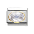 NOM OVAL CZ WHITE 18YG - OVAL CZ