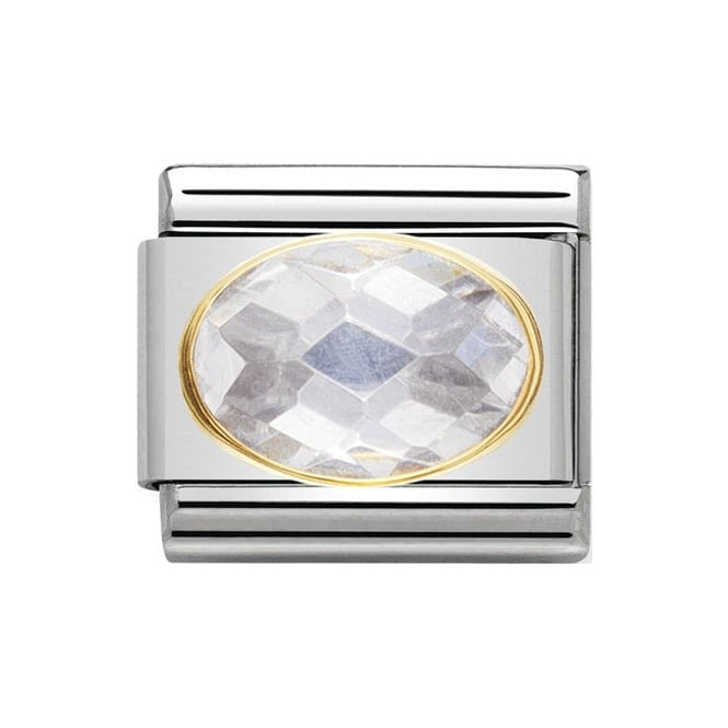 NOM OVAL CZ WHITE 18YG - OVAL CZ