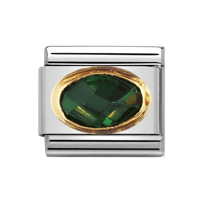 NOM OVAL CZ EMER GREEN - OVAL FACET