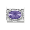 NOM OVAL PURPLE SILV SHINE - FACETTED CZ