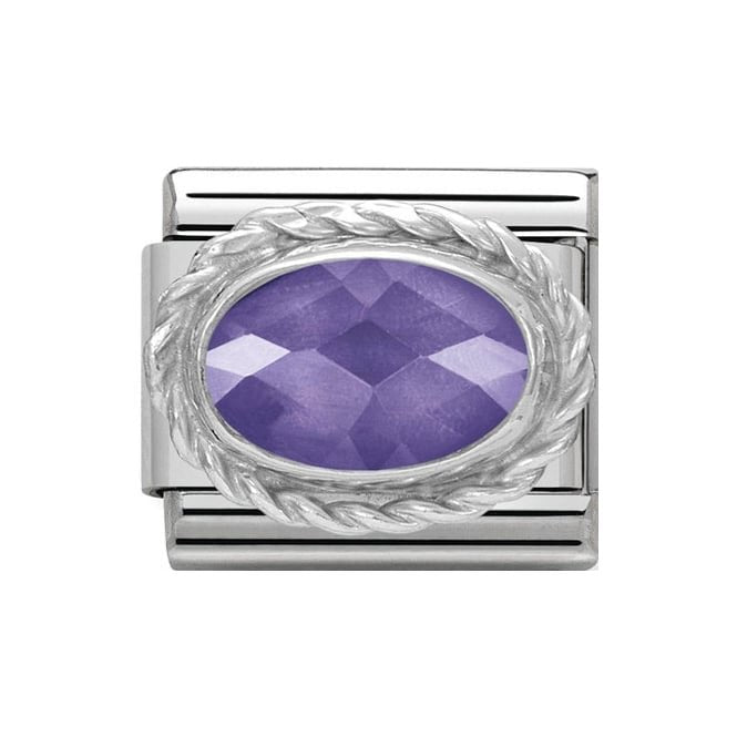 NOM OVAL PURPLE SILV SHINE - FACETTED CZ
