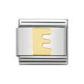 LETTER E GOLD NOM CHARM - 18CT & SS