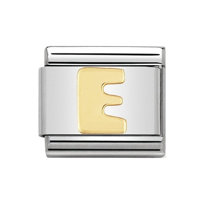 LETTER E GOLD NOM CHARM - 18CT & SS