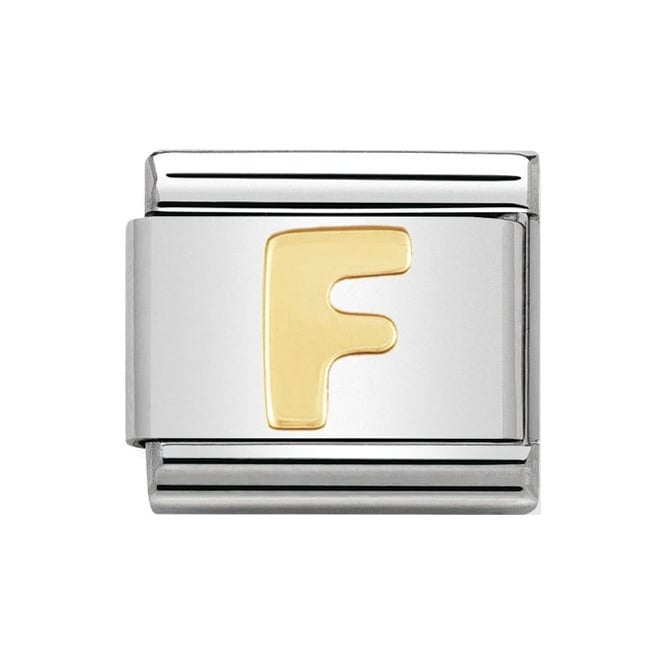 LETTER F GOLD NOM CHARM - 18CT & SS
