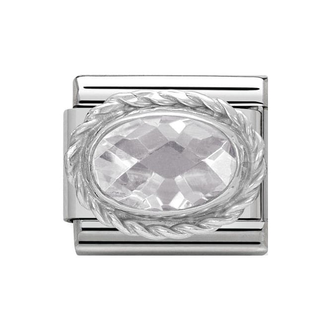 NOM OVAL WHITE - FACETTED CZ