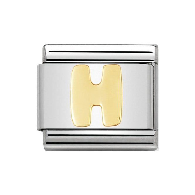 LETTER H GOLD NOM CHARM - 18CT & SS