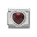 NOM HEART RED SILV SHINE - CZ HEART