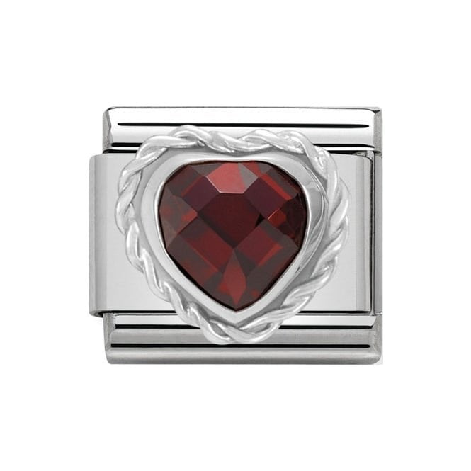 NOM HEART RED SILV SHINE - CZ HEART