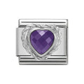 NOM HEART PURPLE SILV SHINE - CZ HEART