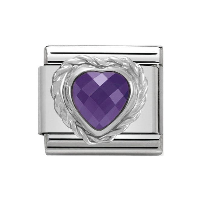 NOM HEART PURPLE SILV SHINE - CZ HEART