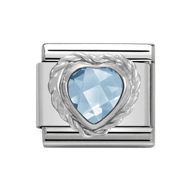 NOM HEART L BLUE SILV SHINE - CZ HEART
