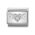 NOM WHITE FLYING HEART MULTI CZ SILV SHINE