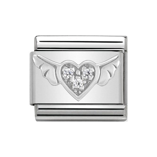 NOM WHITE FLYING HEART MULTI CZ SILV SHINE