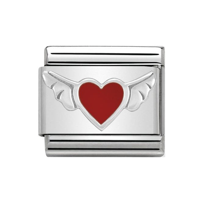 NOM ENAMEL RED HEART WITH WINGS