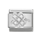 NOM 4 LEAF CLOVER MULTI CZ SILV SHINE