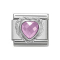 NOM HEART PINK SILV SHINE - CZ HEART