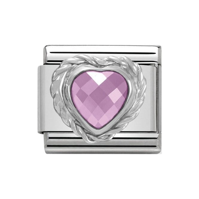 NOM HEART PINK SILV SHINE - CZ HEART