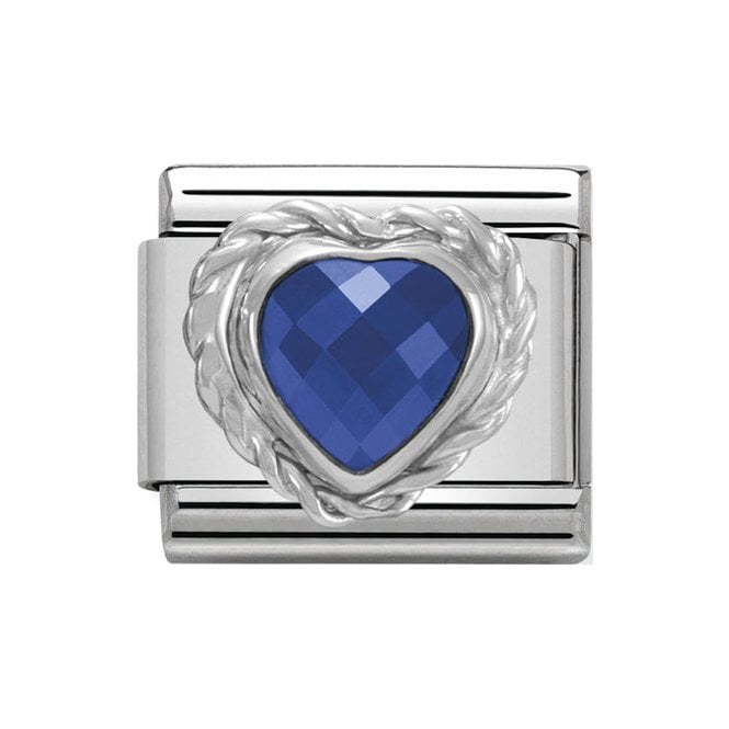 NOM HEART BLUE SILV SHINE - CZ HEART