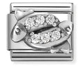 NOM SILV CZ PISCES - ZODIAC RELIEF