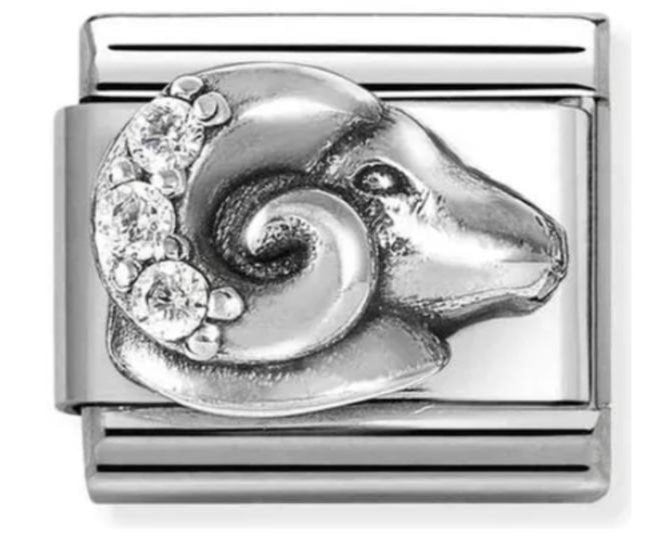 NOM SILV CZ ARIES - ZODIAC RELIEF