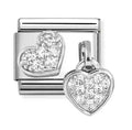NOM CZ PAVE HEART & HEART - CHARMS