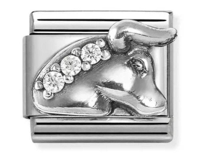 NOM SILV CZ TAURUS - ZODIAC RELIEF