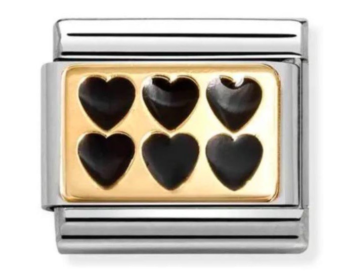 NOM GOLD BLK LINE HEARTS - PLATES