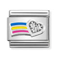 NOM SILV SH WHT CZ HEART RAINBOW - CL SYMBOLS