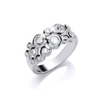 SILVER ROUND MIDI CUBIC ZIRCONIA BUBBLE RING