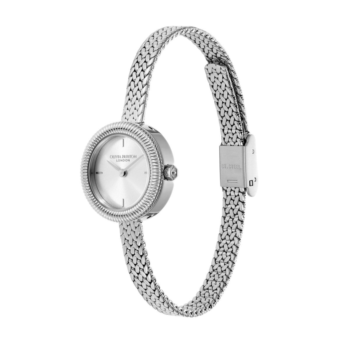 LDS SS OLIVIA B RND SILVER WHT 20MM DL BW