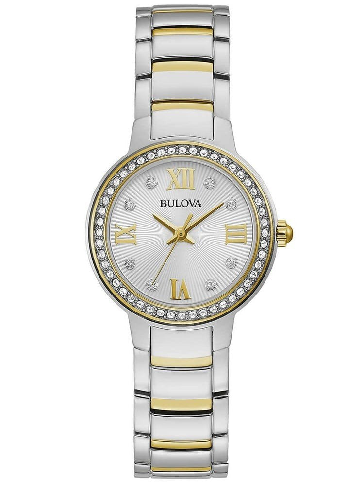 LDS BULOVA TT RND SILV DL. CRYST BW