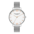 LDS SS OLIVIA B RND WHT RG BATT 38MM DL MESH BW