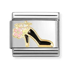 NOM BLK SHOE & FLOWER ENAMEL - SYMBOLS
