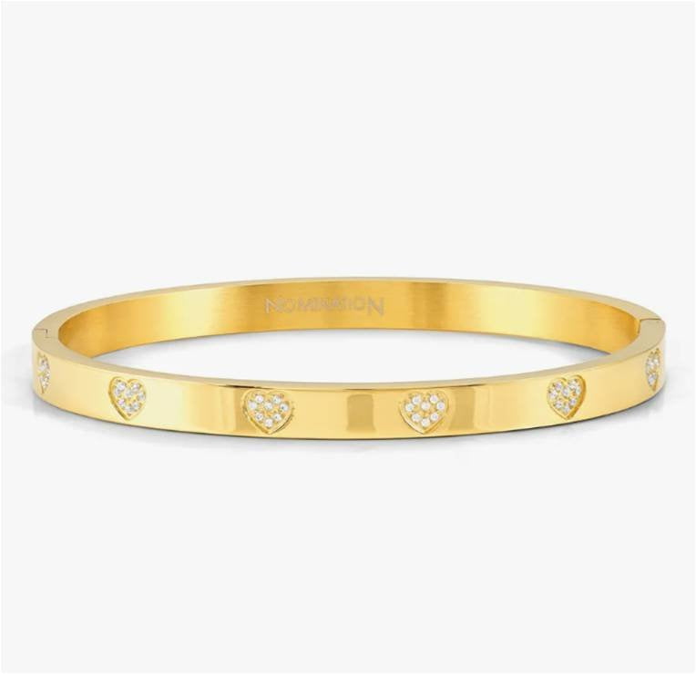 NOM SS GP HEART PAVE WHT CZ SML- PRETTY BANGLES