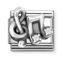 NOM SILV CZ TREBLE CLEF MUSIC NOTE - OX SYMBOLS