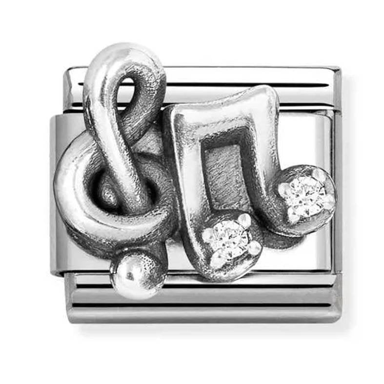 NOM SILV CZ TREBLE CLEF MUSIC NOTE - OX SYMBOLS