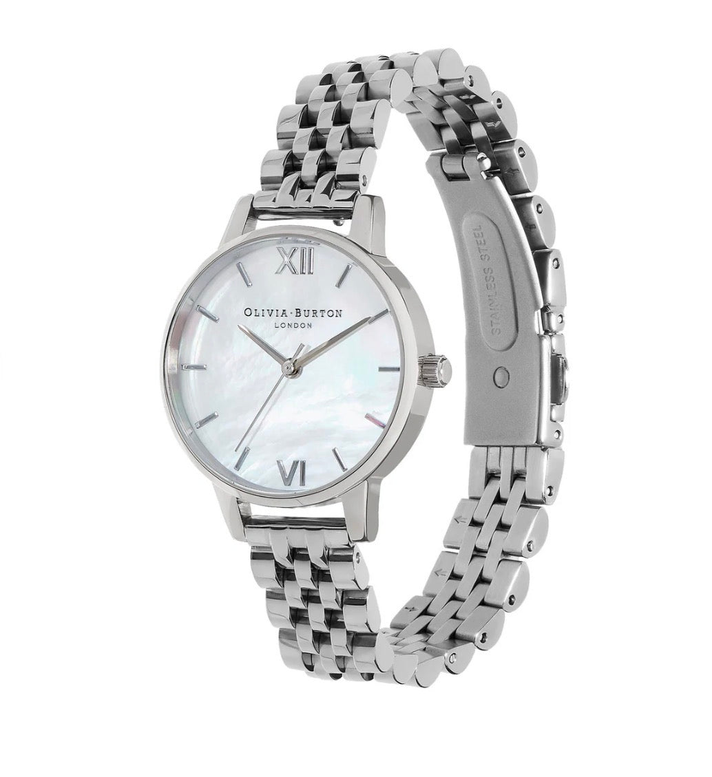 LDS SS OLIVIA B RND WHT MOP 30MM DL BW
