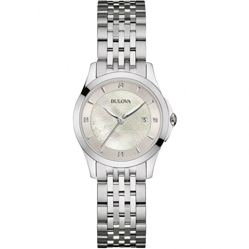 LDS BULOVA SS RND MOP DL. CRTYST BW