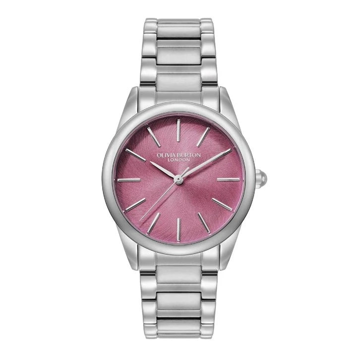 LDS SS OLIVIA B RND CAND D.PINK SWIRL 34MM DL BW