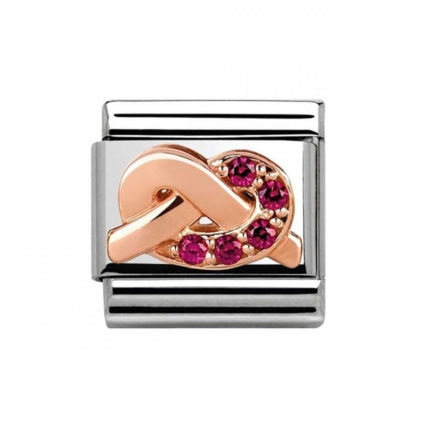 NOM ROSE GOLD RED LOVE KNOT CZ
