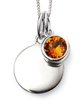 SILV RND TOPAZ CZ & SILV DISC NOV PENDANT
