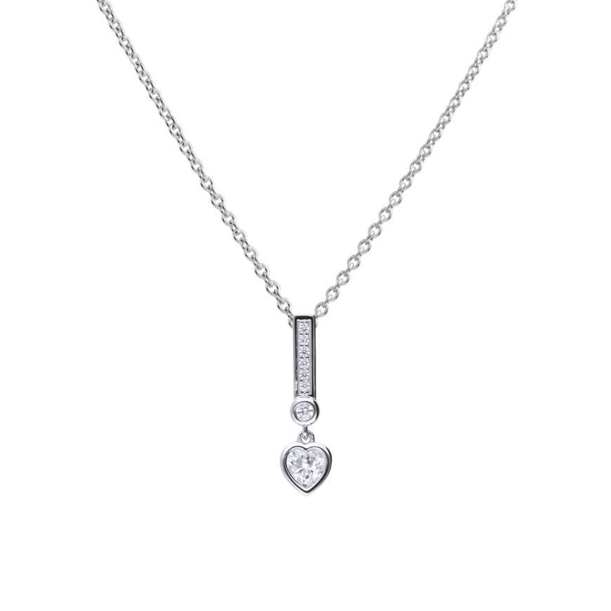 SILV ZIRC DIAMONFIRE HEART PAVE BAR PEND