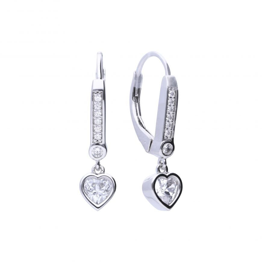 SILV ZIRC DF RUB HEART PAVE BAR HOOP ER