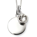 SILV RND CLEAR CZ & SILV DISC APRIL PENDANT